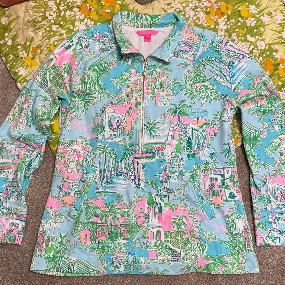 Lilly Pulitzer 3/4 Zip Skipper Popover Pullover Print